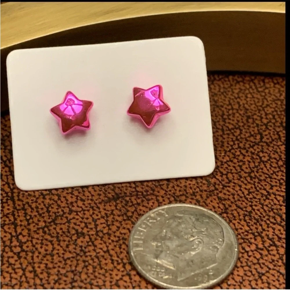 Hot Pink Star Stud Earrings